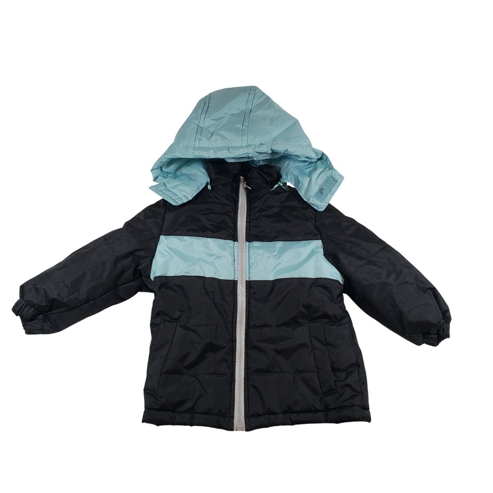 Operation Warm Kids Puffer Jacket Hooded Black Light‎ Blue Size 3T Winter